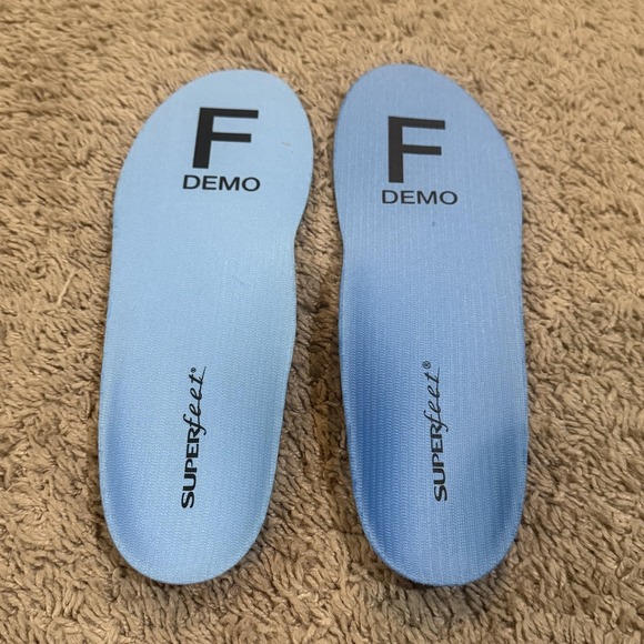 Superfeet Insoles Shoes Mens Size F Blue Orthotic Arch Support Comfort Demo Pair - Picture 1 of 4